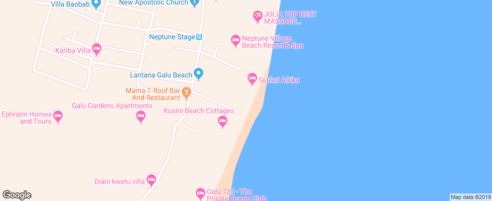 Отель Lantana Galu Beach на карте Кении