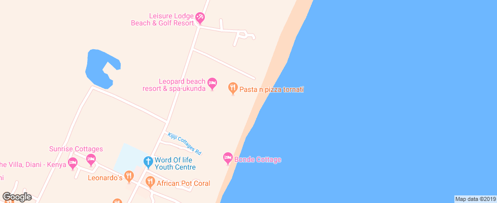 Отель Leopard Beach Resort & Spa на карте Кении