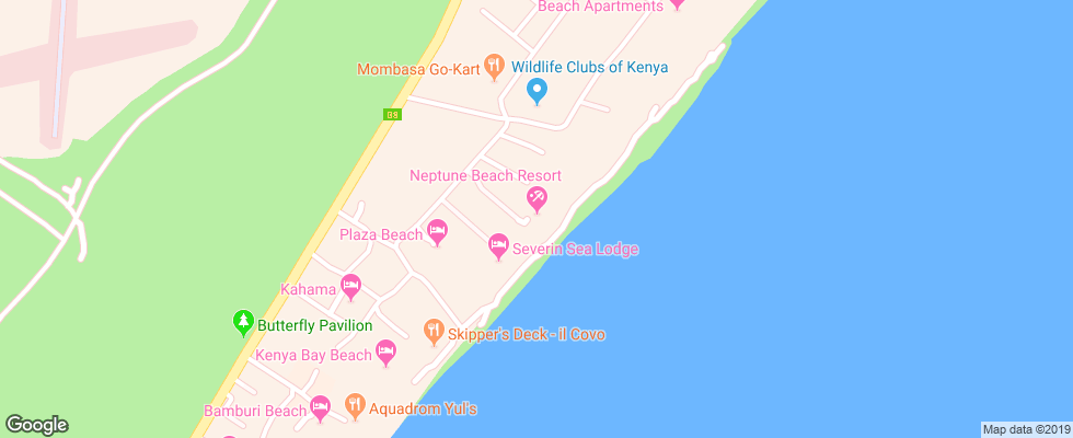 Отель Neptune Beach Resort на карте Кении