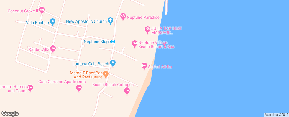 Отель Neptune Palm Beach Resort & Spa на карте Кении