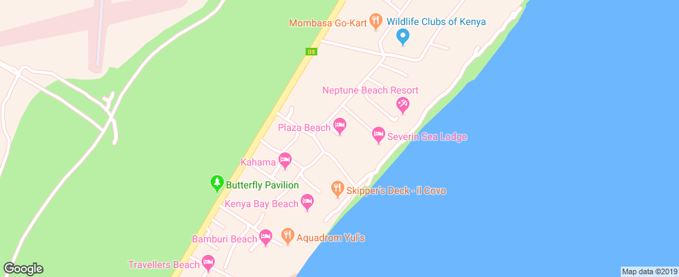 Отель Plaza Beach на карте Кении