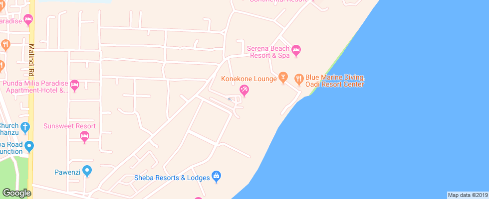 Отель Prideinn Paradise Beach Hotel & Spa на карте Кении