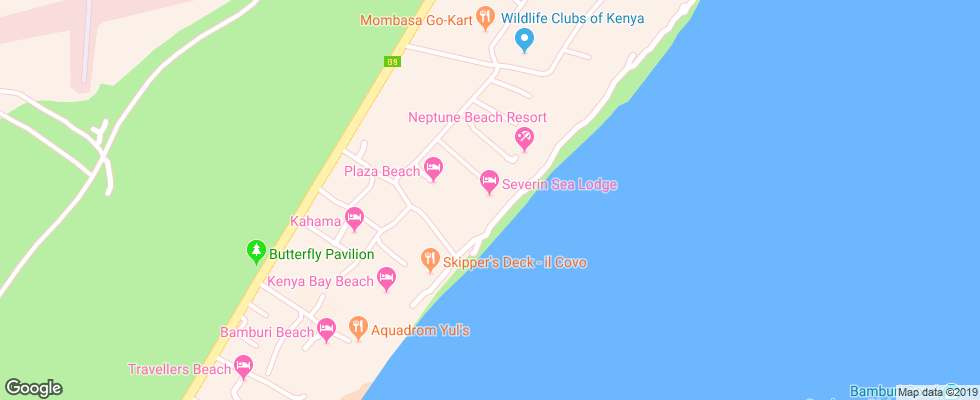 Отель Severin Sea Lodge на карте Кении