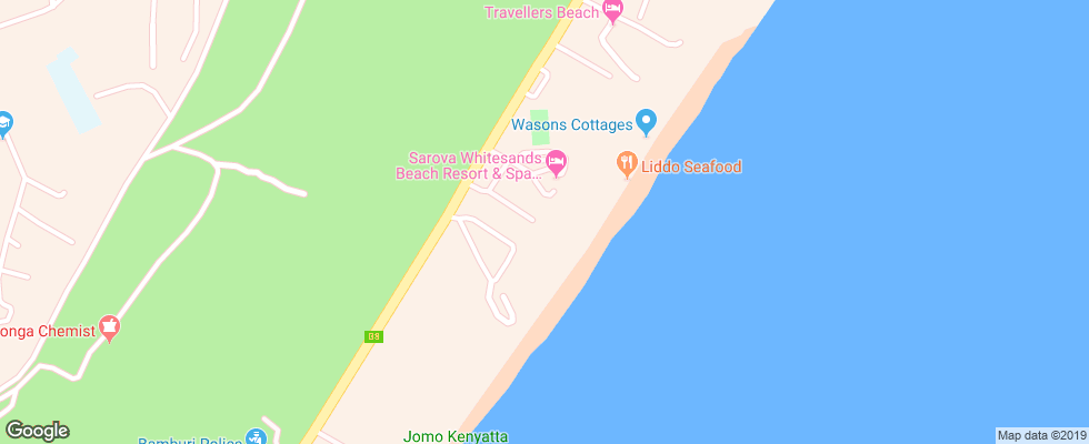Отель Travellers Beach Hotel & Club на карте Кении
