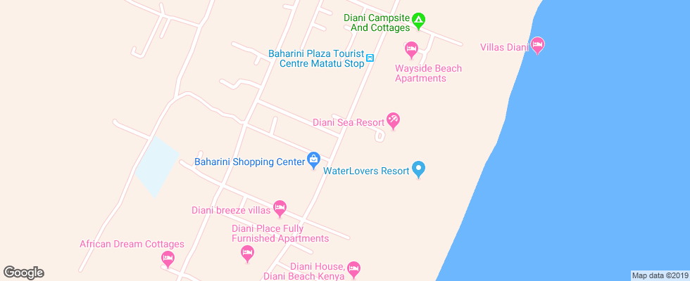 Отель Waterlovers Beach Resort на карте Кении