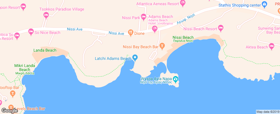 Отель Adams Beach на карте Кипра