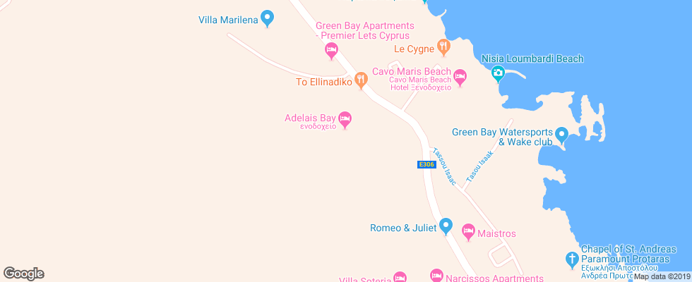 Отель Adelais Bay на карте Кипра