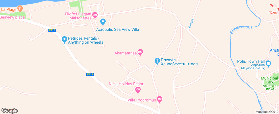 Отель Akamanthea Holiday Village на карте Кипра