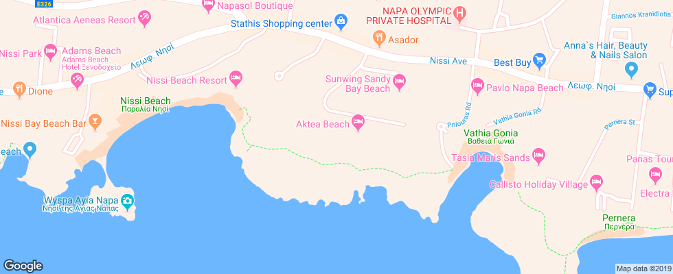 Отель Aktea Beach Village Apt на карте Кипра