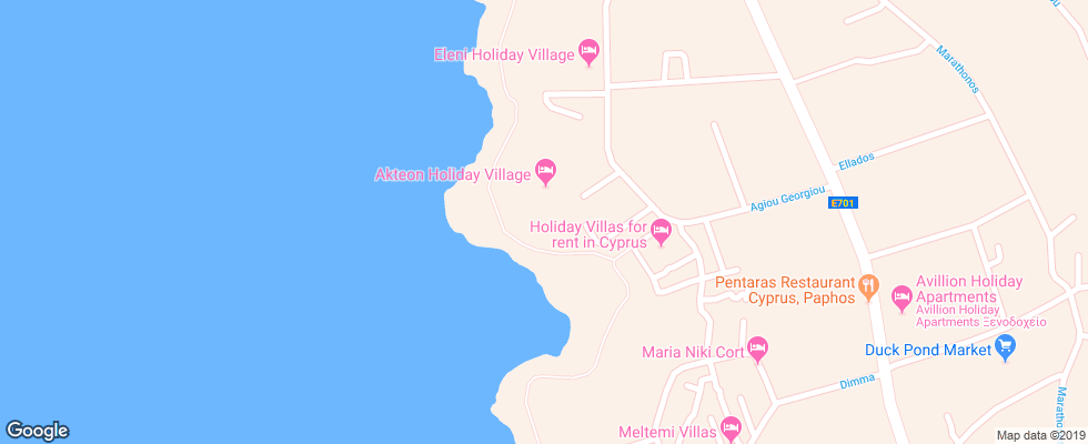Отель Akteon Tourist (Holiday) Village на карте Кипра