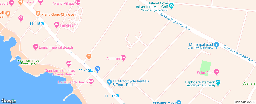 Отель Aliathon Aegean на карте Кипра