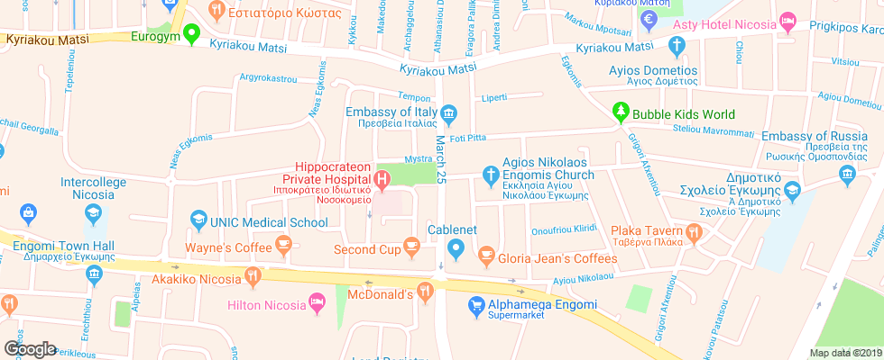Отель Almond Business Suites на карте Кипра