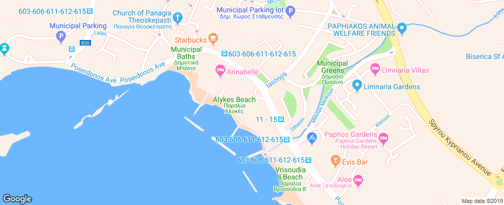 Отель Almyra на карте Кипра