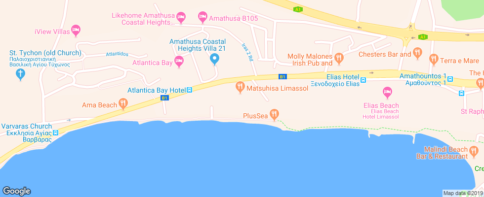 Отель Amara Hotel на карте Кипра