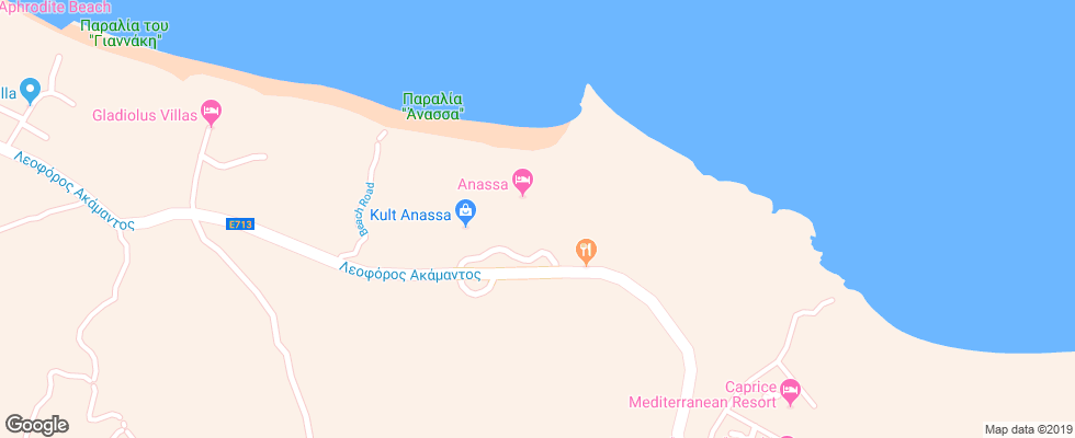 Отель Anassa на карте Кипра