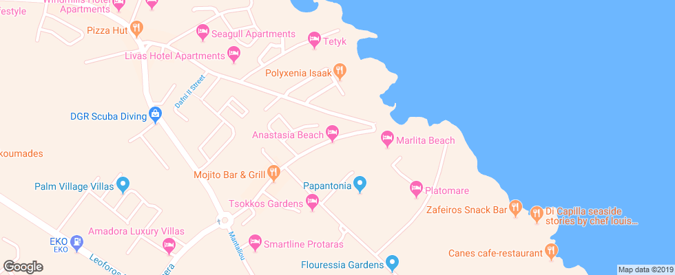 Отель Anastasia Beach на карте Кипра