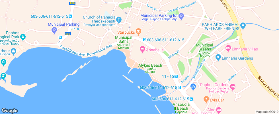Отель Annabelle на карте Кипра