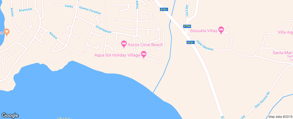 Отель Aqua Sol Holiday Village на карте Кипра