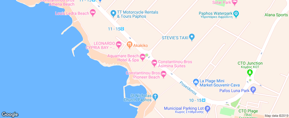 Отель Aquamare Beach Hotel & Spa на карте Кипра