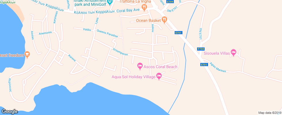 Отель Ascos Coral Beach на карте Кипра