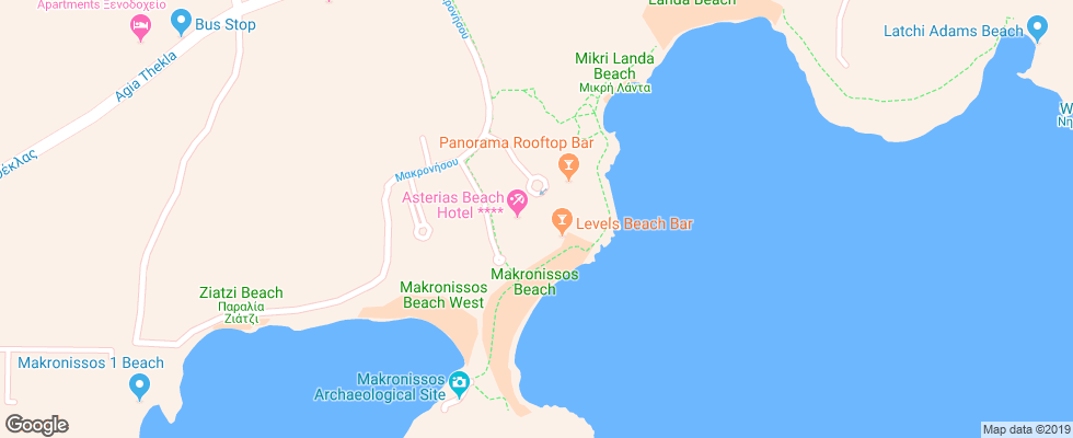 Отель Asterias Beach на карте Кипра