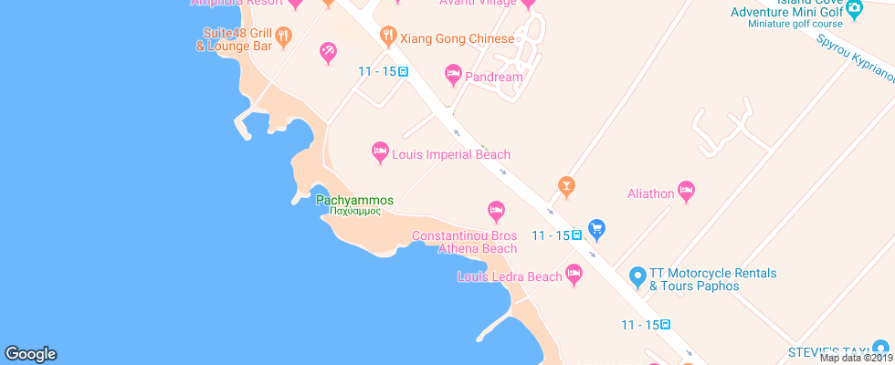 Отель Athena Royal Beach на карте Кипра