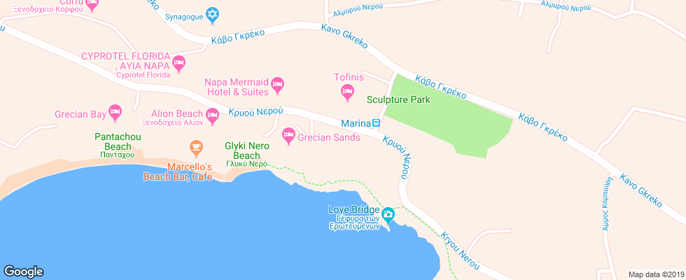 Отель Atlantica Club Sungarden Beach на карте Кипра