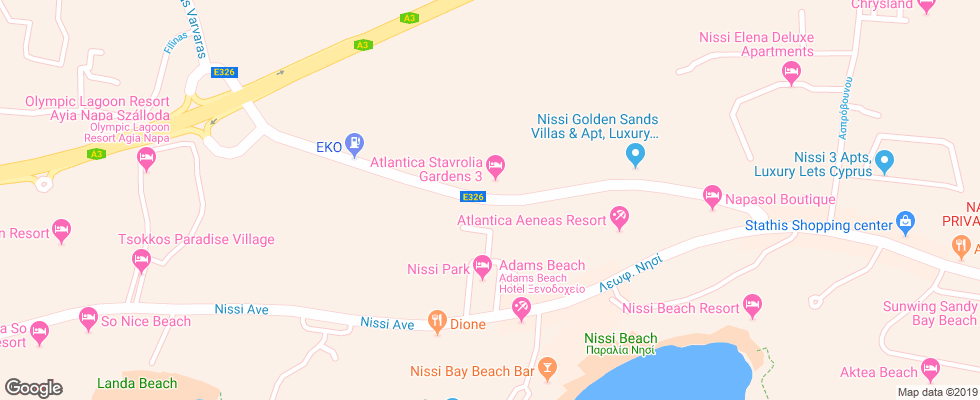 Отель Atlantica Stavrolia Gardens на карте Кипра
