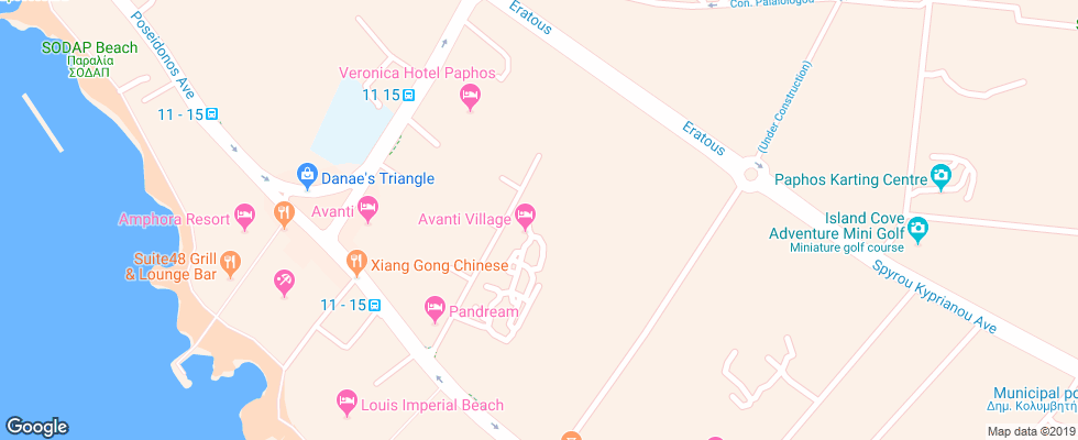 Отель Avanti Village на карте Кипра