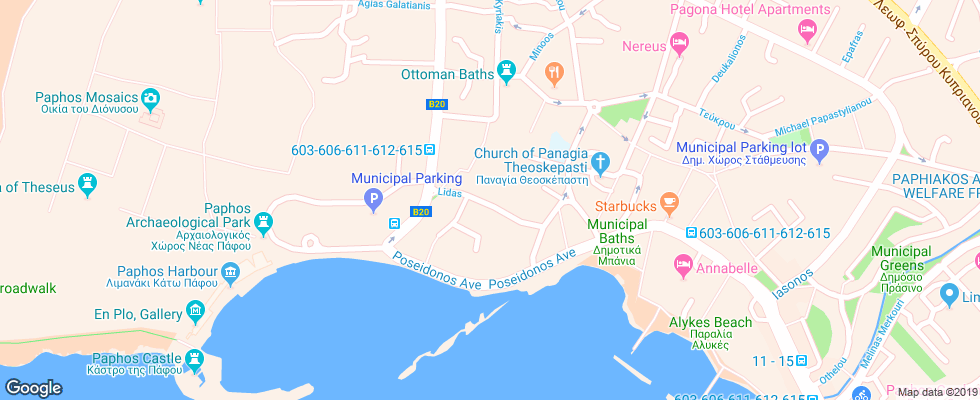 Отель Basilica Apartments на карте Кипра