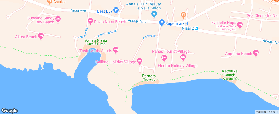 Отель Callisto Holiday Village на карте Кипра