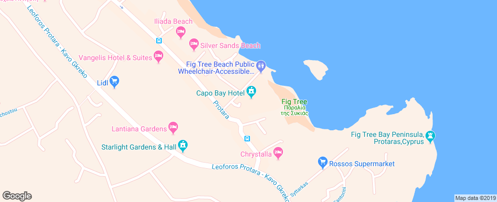 Отель Capo Bay на карте Кипра