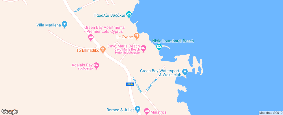 Отель Cavo Maris Beach на карте Кипра