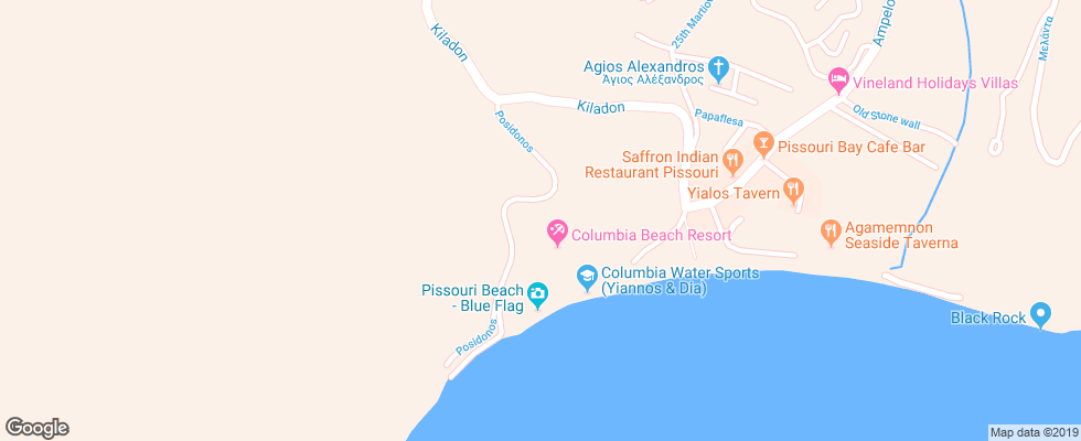 Отель Columbia Beach Resort на карте Кипра