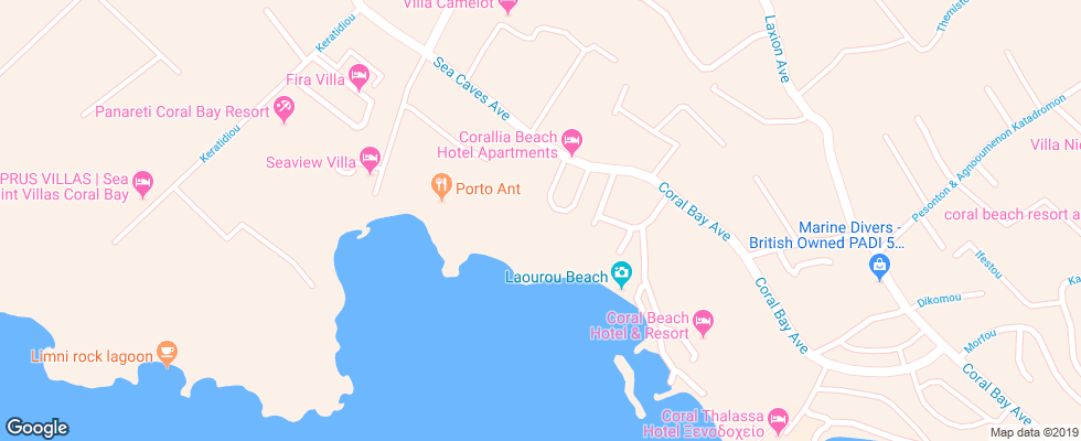 Отель Corallia Beach Apts на карте Кипра