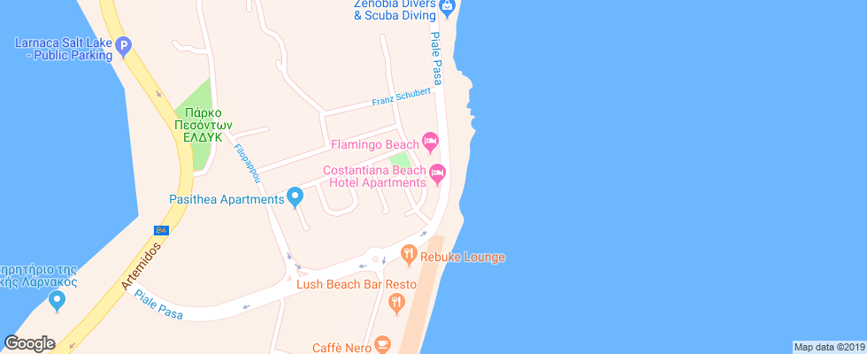 Отель Costantiana Beach Apt на карте Кипра