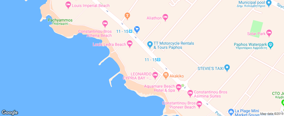 Отель Cypria Maris на карте Кипра