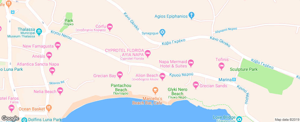 Отель Cyprotel Florida на карте Кипра