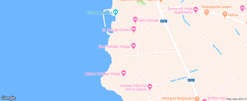 Отель Eleni Holiday Village на карте Кипра