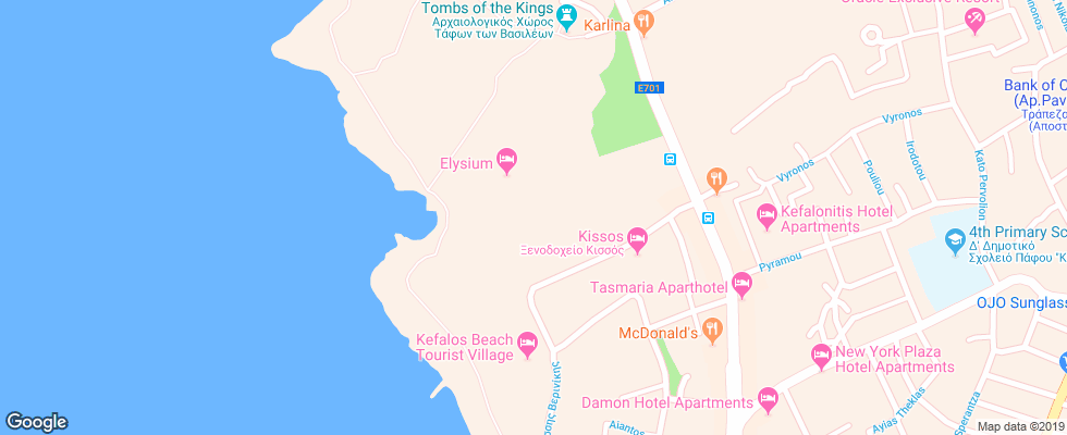Отель Elysium на карте Кипра