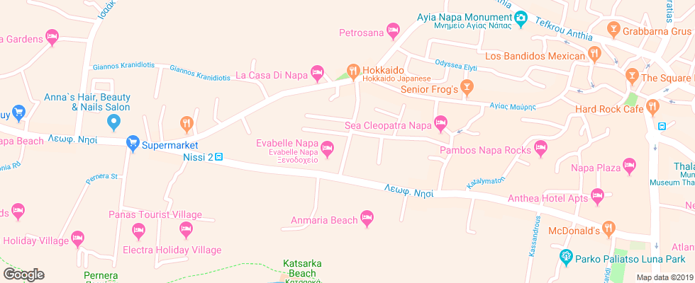Отель Euronapa на карте Кипра