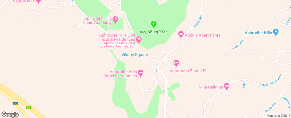 Отель Intercontinental Aphrodite Hills Resort на карте Кипра