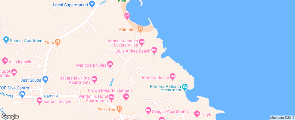 Отель Louis Althea Beach на карте Кипра