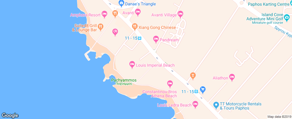 Отель Louis Imperial Beach на карте Кипра