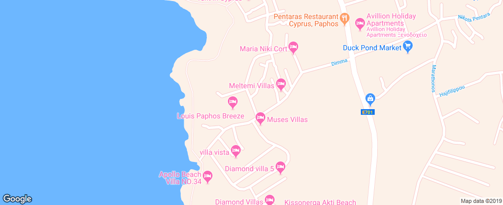 Отель Louis Paphos Breeze на карте Кипра