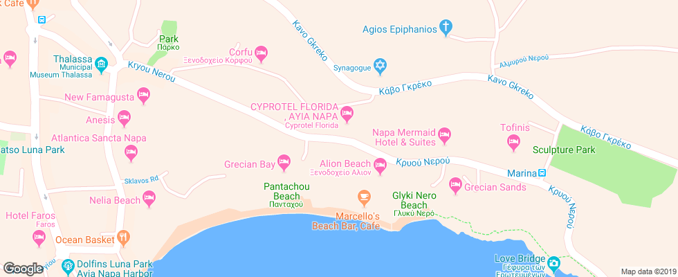 Отель Melissi Beach на карте Кипра