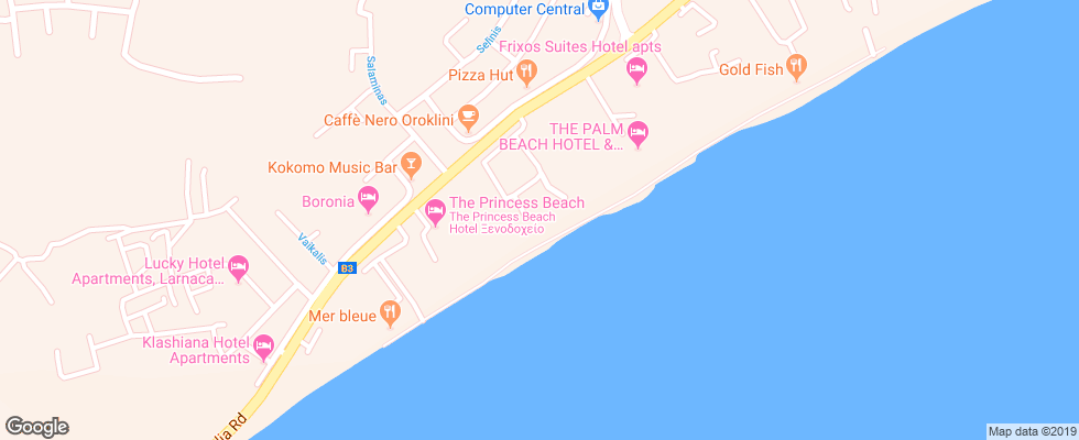 Отель Michaels Beach на карте Кипра