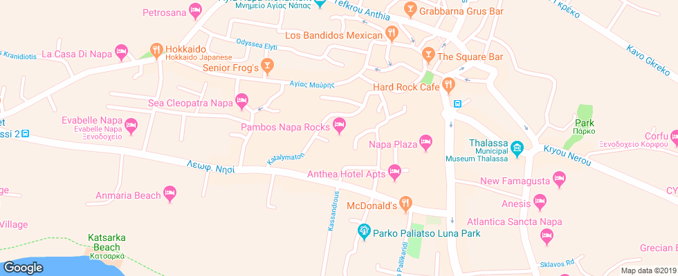 Отель Napa Rock Katalina Apartment на карте Кипра