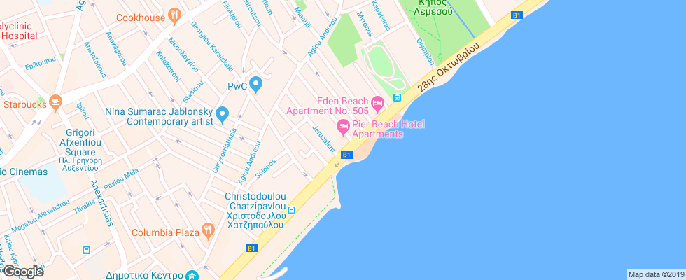 Отель Pier Beach Hotel Apartmen на карте Кипра