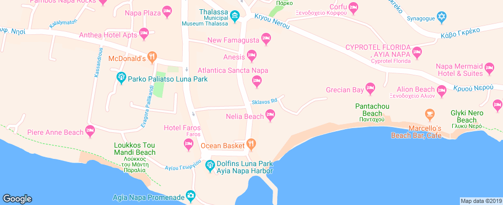 Отель Suneoclub Atlantica Sancta Napa на карте Кипра